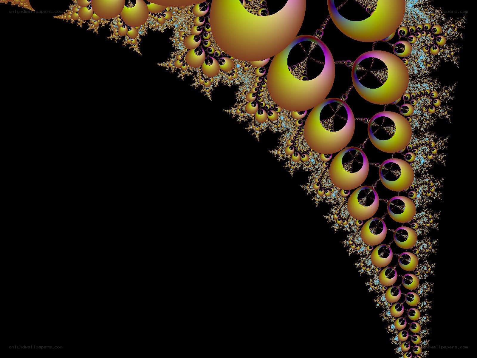 fractal pattern with golden spheres