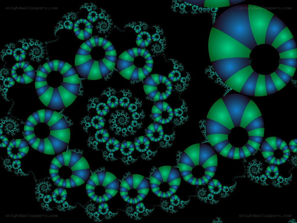 fractal pattern with green and blue circles