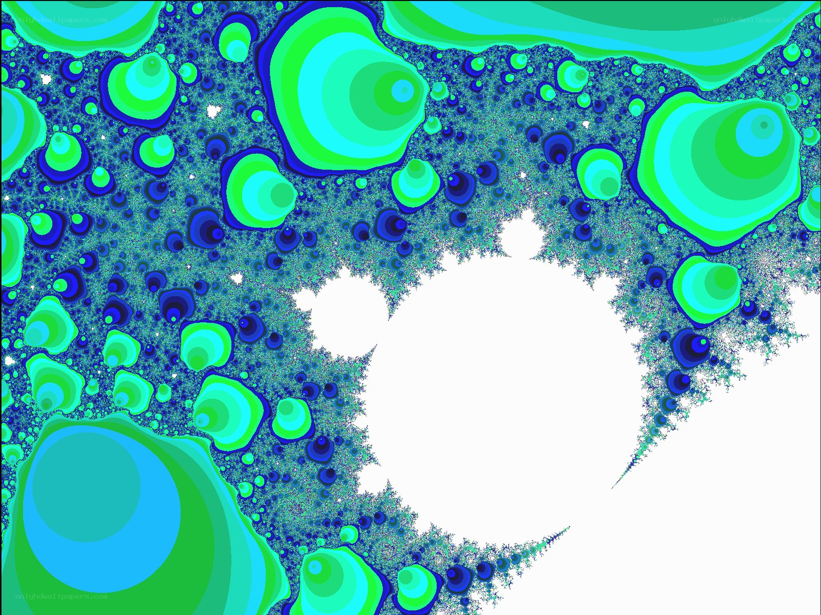 fractal pattern with green and blue circles