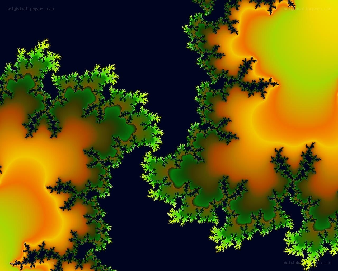fractal pattern with green and orange hues