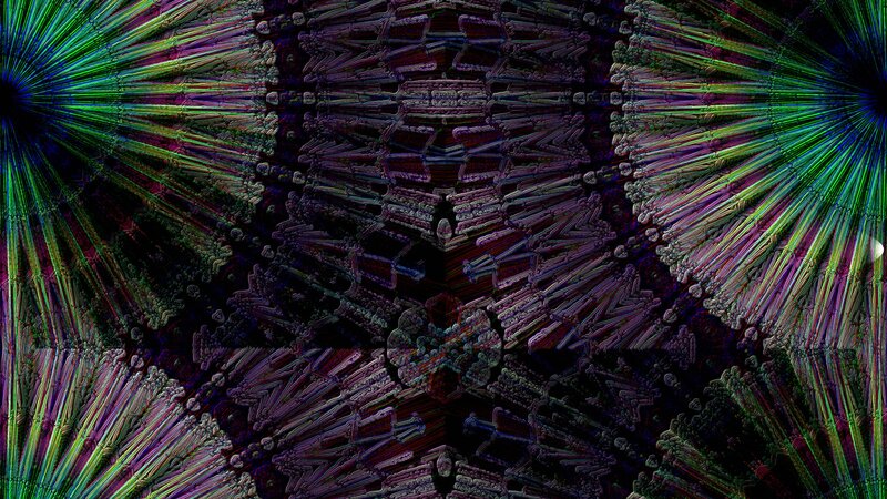 Fractal Pattern with Green and Purple — Hypnotic, Abstract, Green Lines