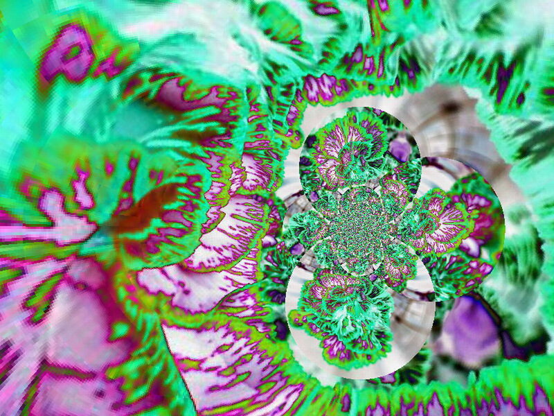 Fractal Pattern with Green and Purple — Hypnotic, Abstract