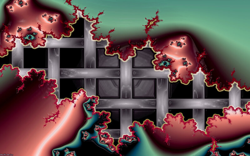 Fractal Pattern with Grid — Red