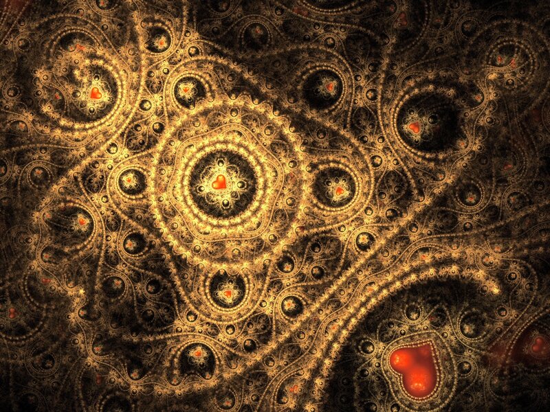 Fractal pattern with heart motifs