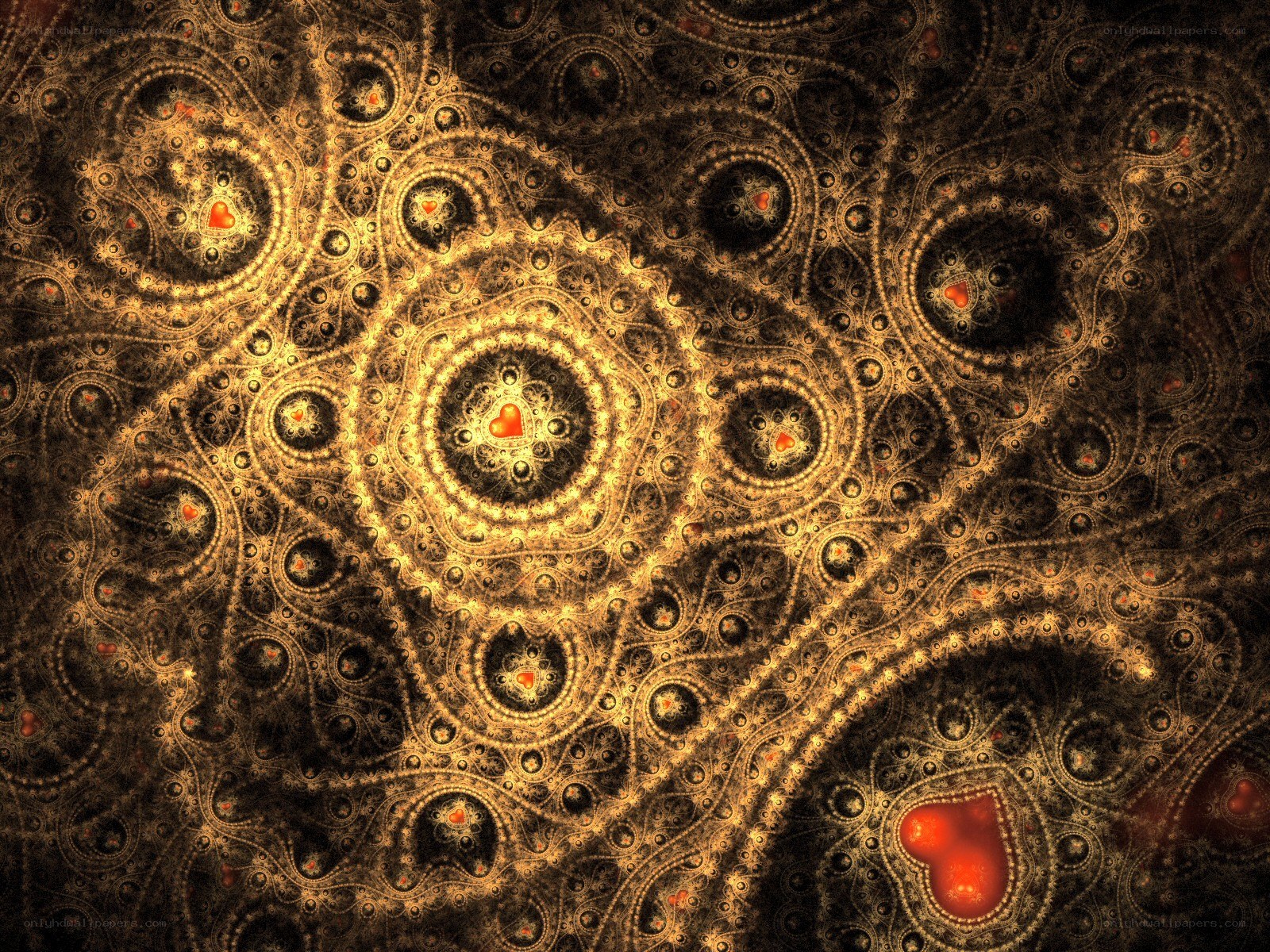 Fractal pattern with heart motifs