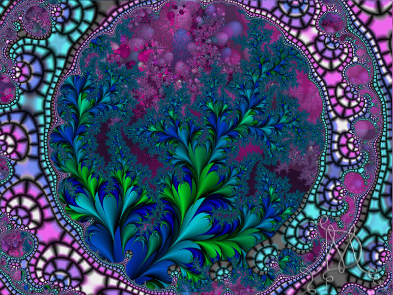 Fractal Pattern with Leaf Shapes