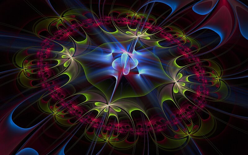 Fractal Pattern with Light Rays — Blue