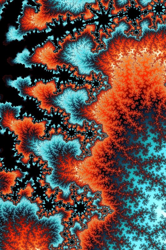 Fractal Pattern with Orange and Blue — Chaotic