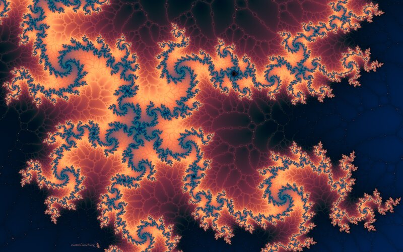 Fractal pattern with orange and blue swirls