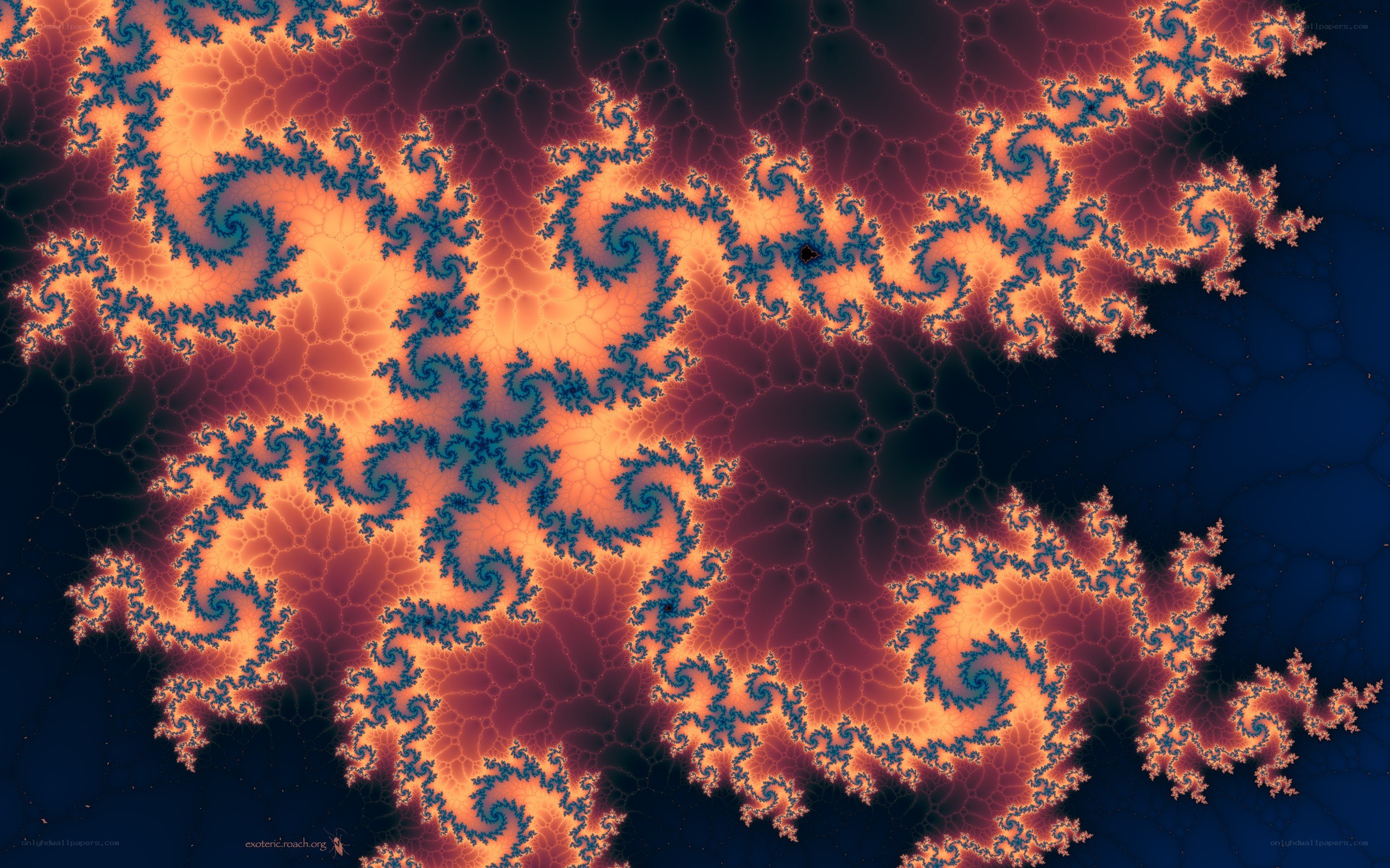 Fractal pattern with orange and blue swirls