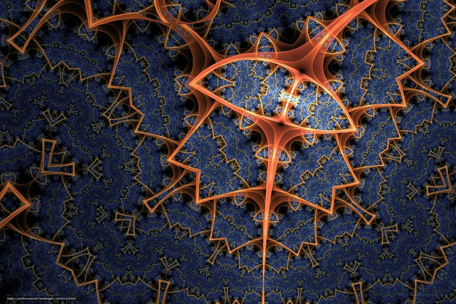 Fractal pattern with orange and blue