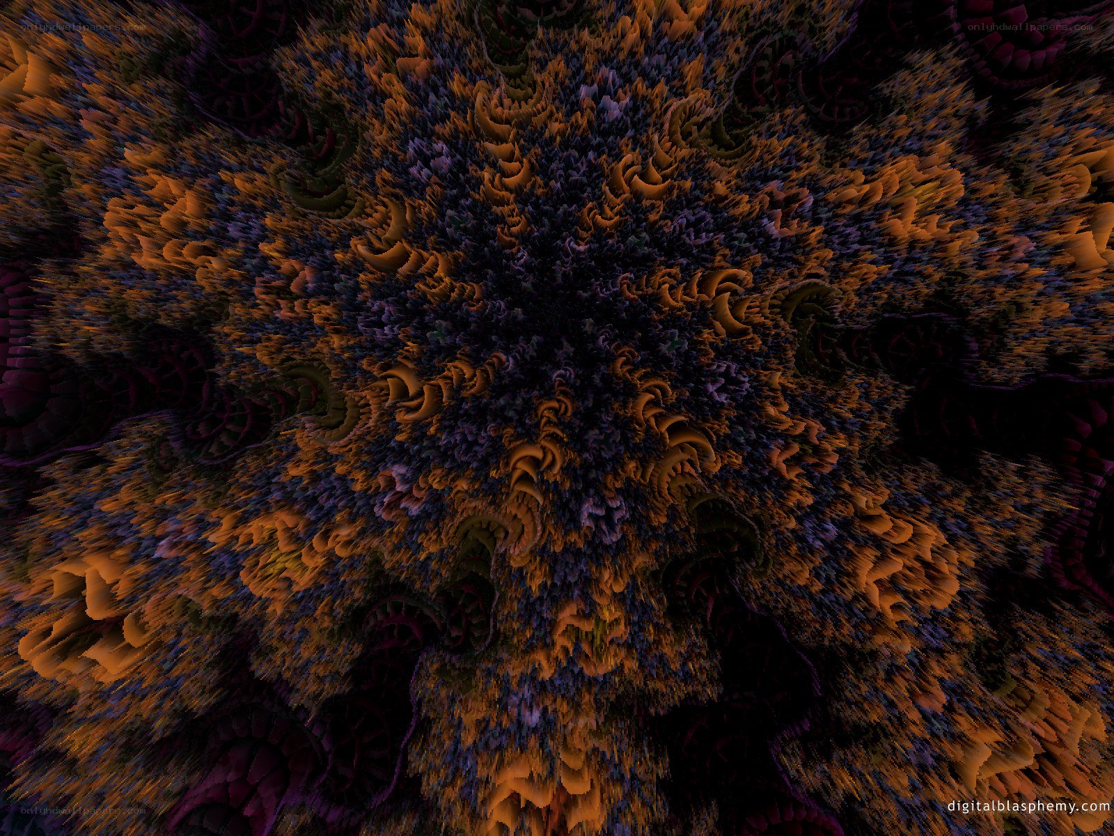 Fractal pattern with orange and purple hues
