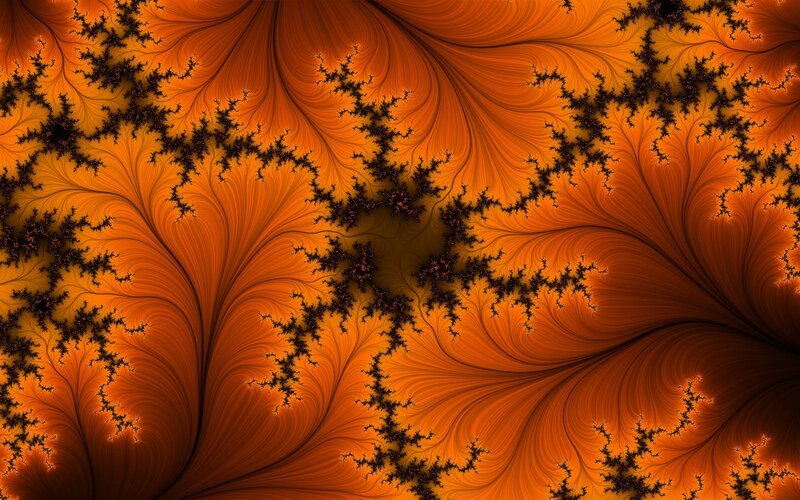 Fractal Pattern with Orange Swirls