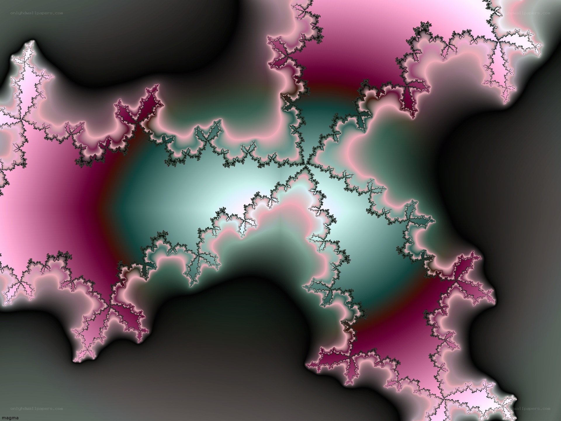 Fractal pattern with pink and green hues