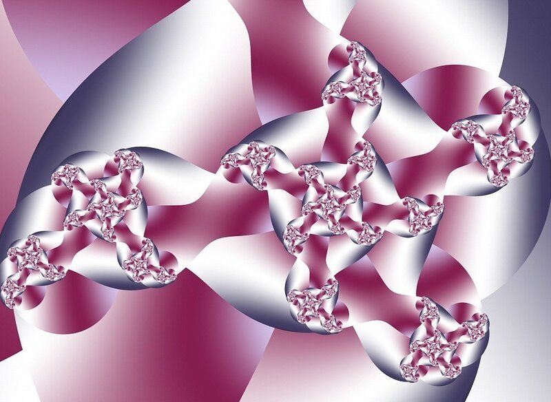 Fractal pattern with pink and silver swirls
