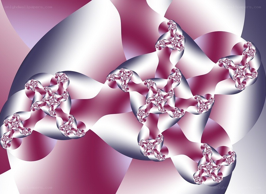 Fractal pattern with pink and silver swirls
