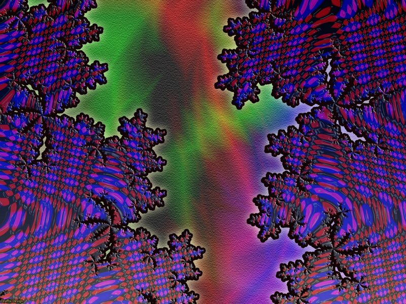 Fractal pattern with rainbow background