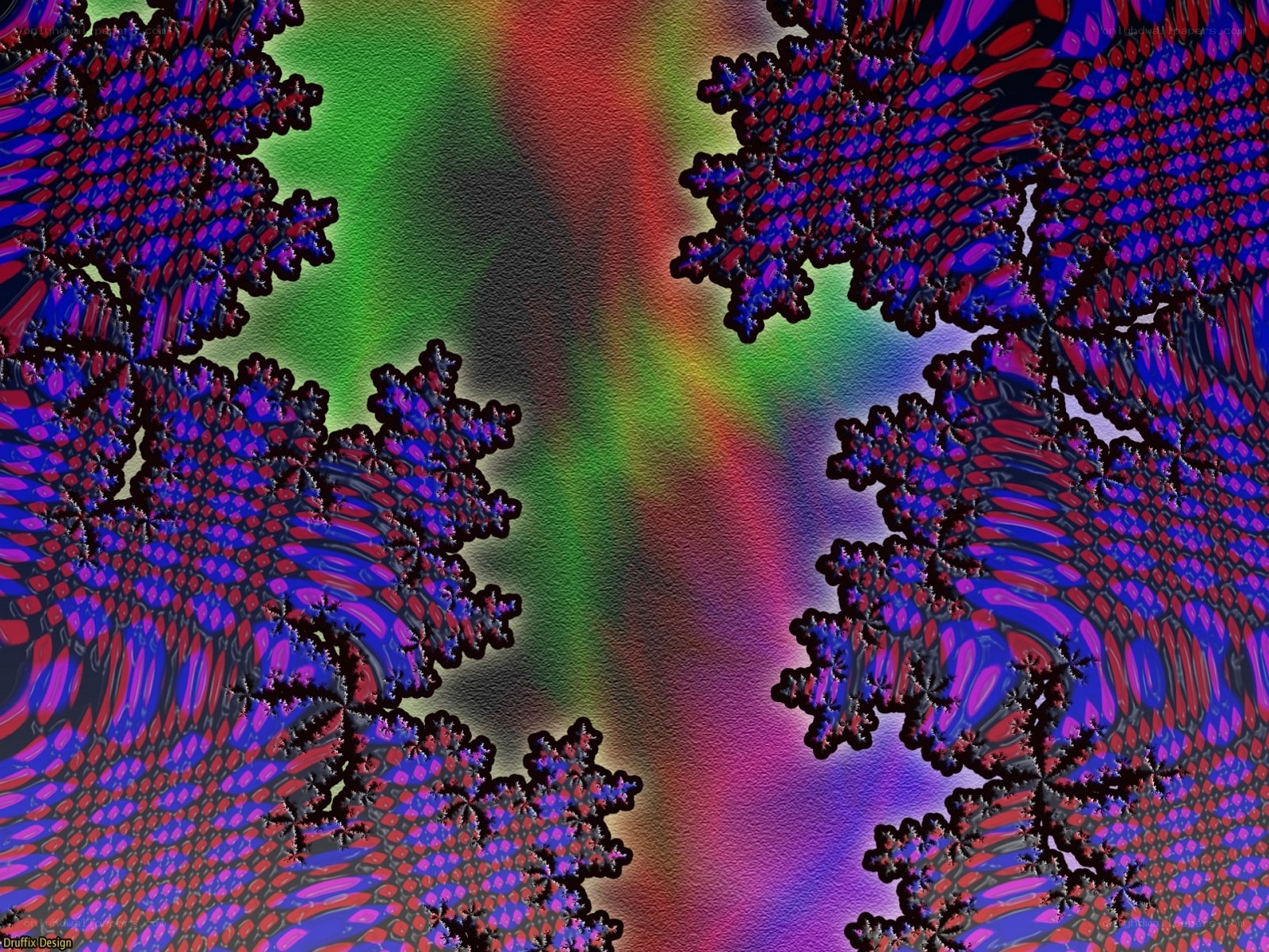 Fractal pattern with rainbow background