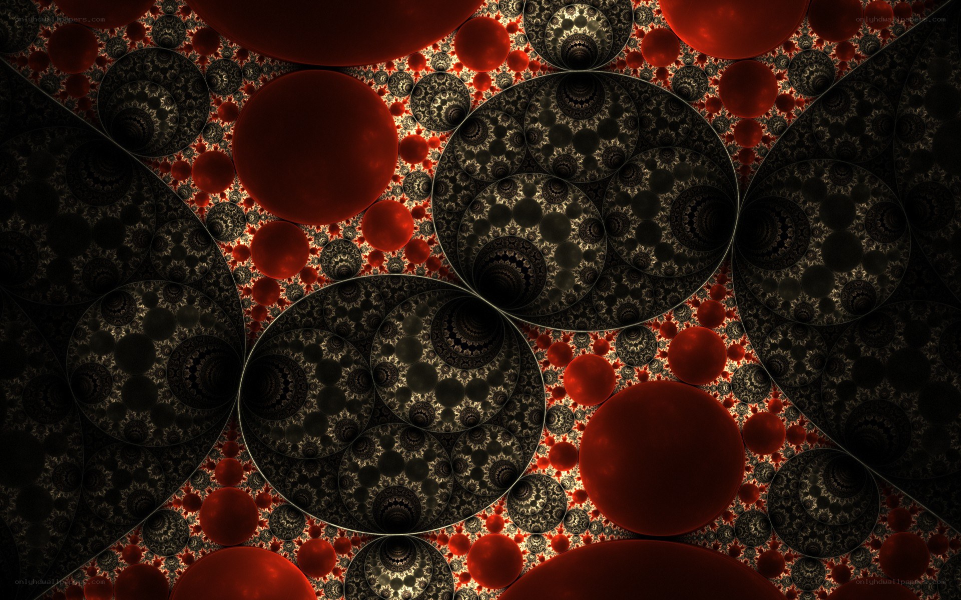fractal pattern with red and black circles