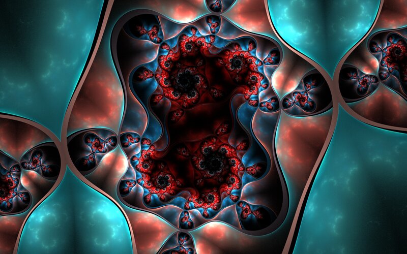 Fractal Pattern with Red and Blue — Abstract