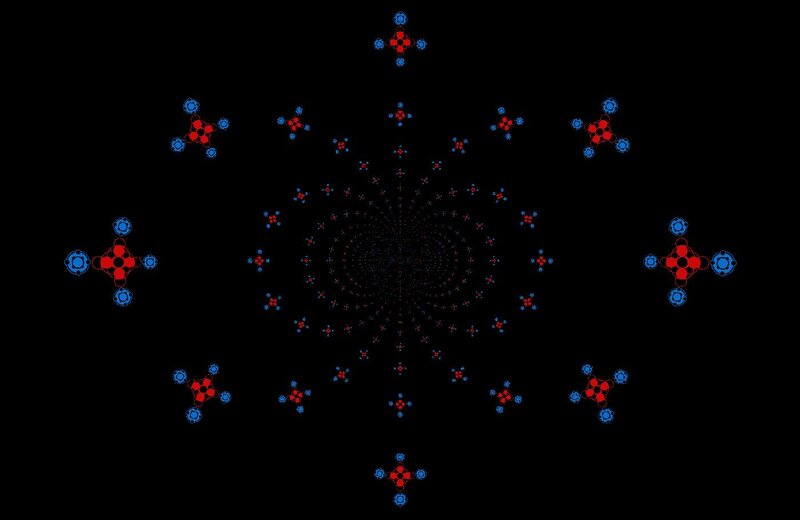 Fractal Pattern with Red and Blue Dots