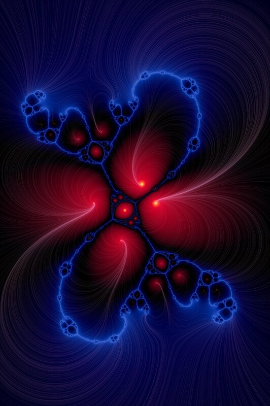 Fractal Pattern with Red and Blue — Dramatic