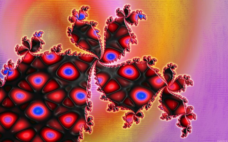 Fractal pattern with red and blue lights