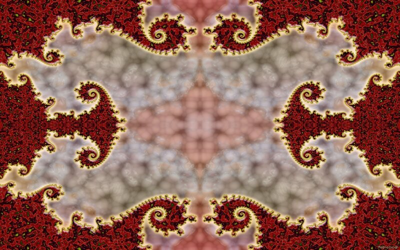 Fractal pattern with red and gold spirals