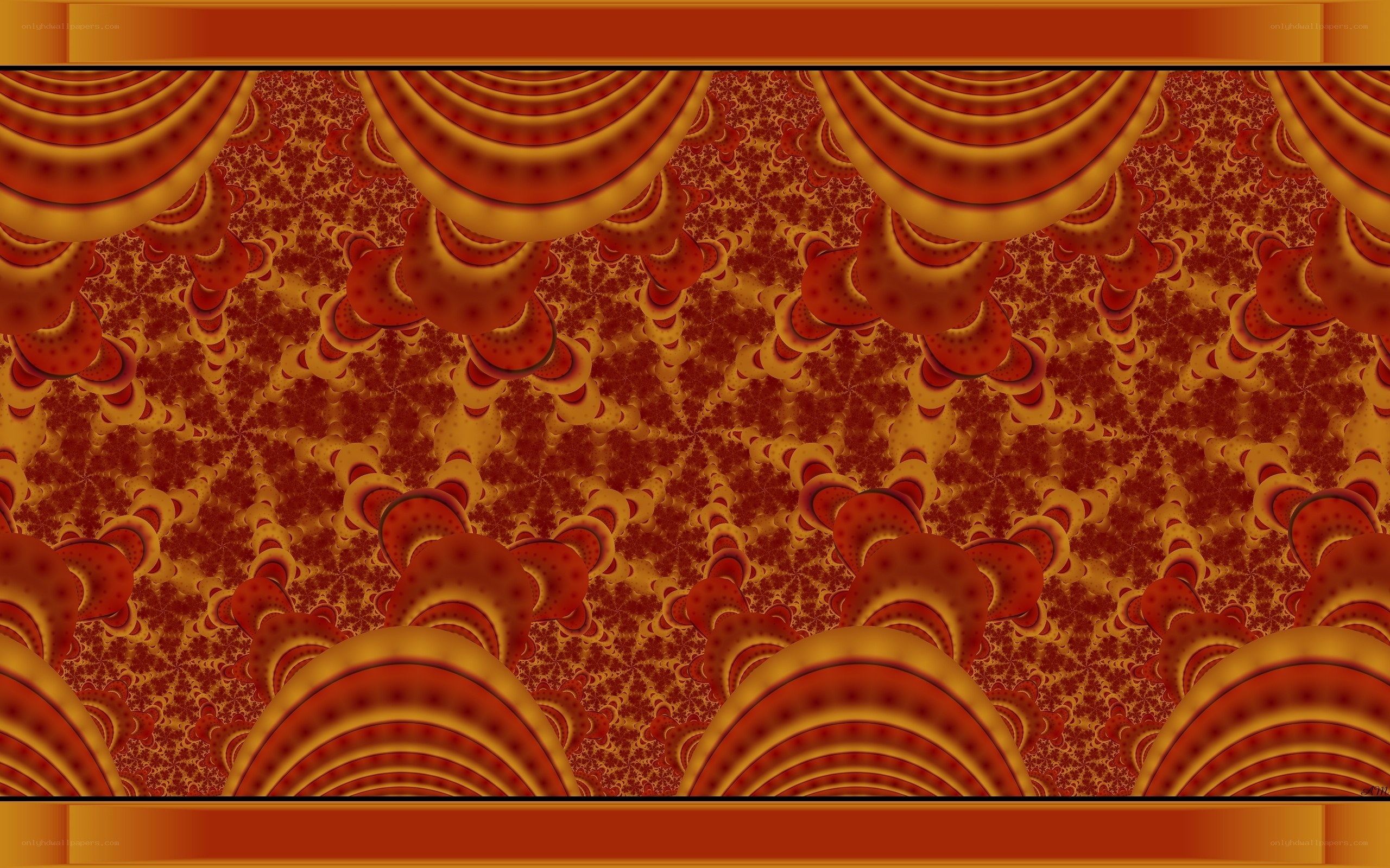 Fractal pattern with red and gold tones
