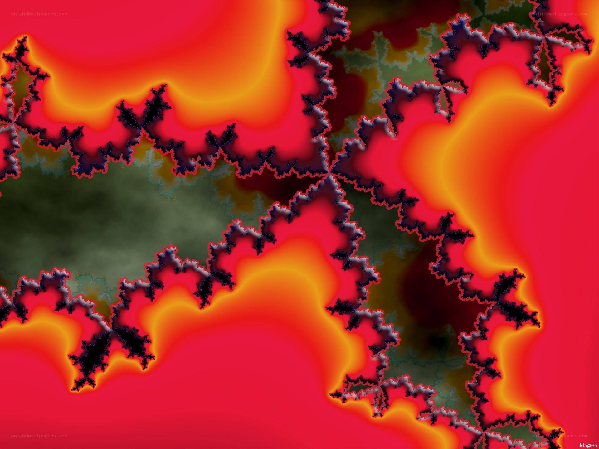 Fractal pattern with red and orange hues