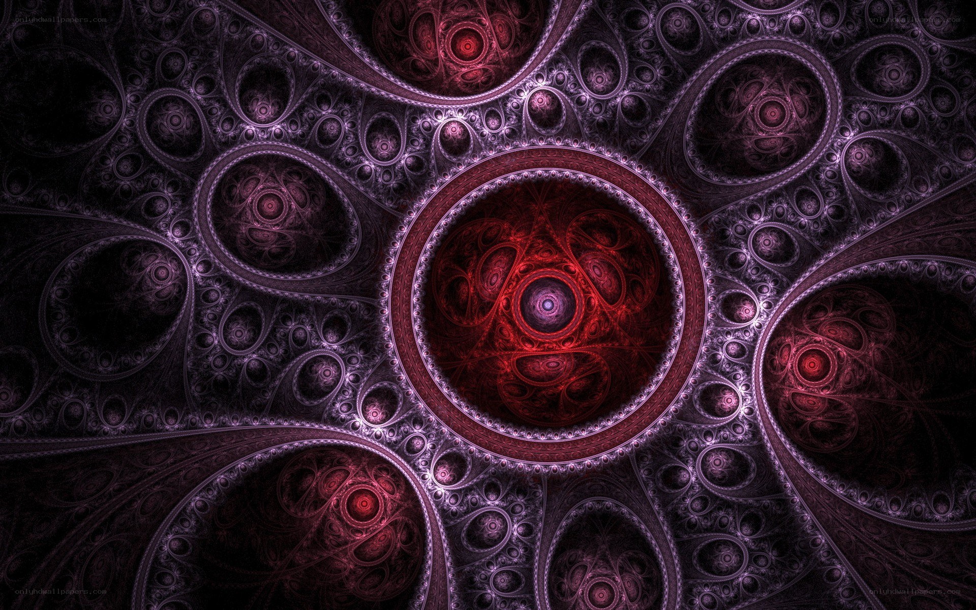 fractal pattern with red and purple circles