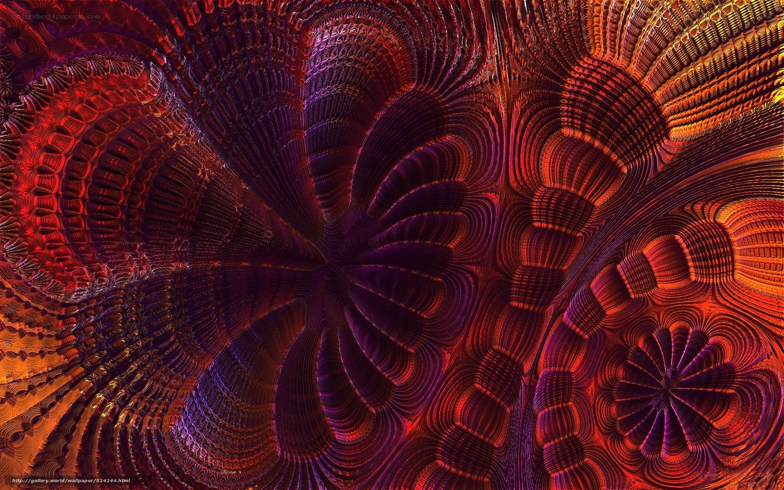 Fractal pattern with red and purple hues