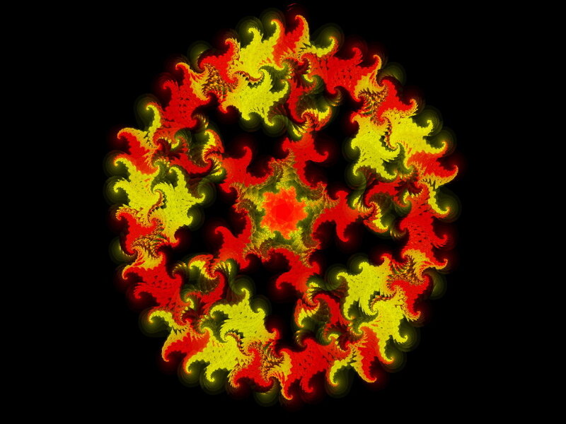 fractal pattern with red and yellow swirls