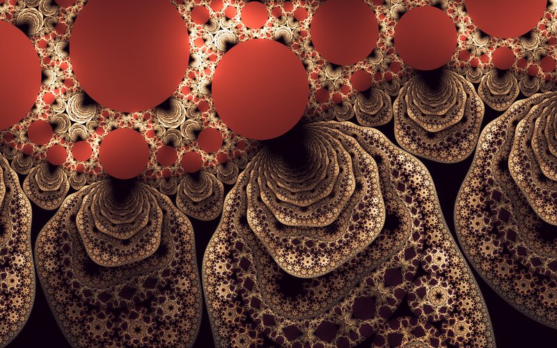 Fractal Pattern with Red Circles