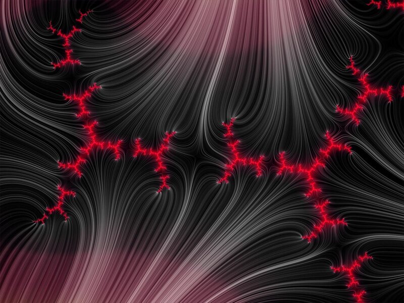 Fractal pattern with red lightning