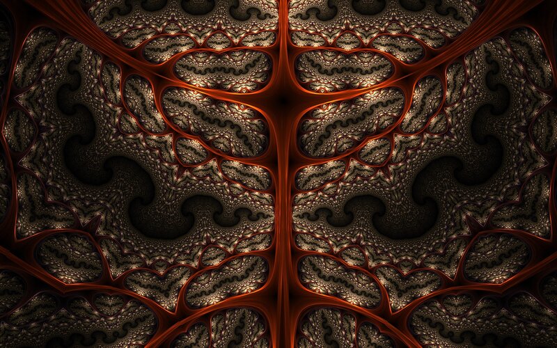 Fractal Pattern with Red Lines — Brown