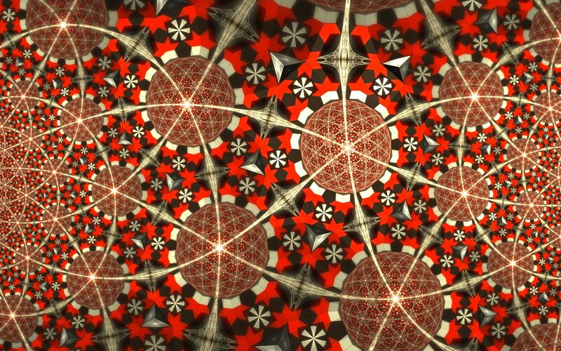 Fractal pattern with red spheres