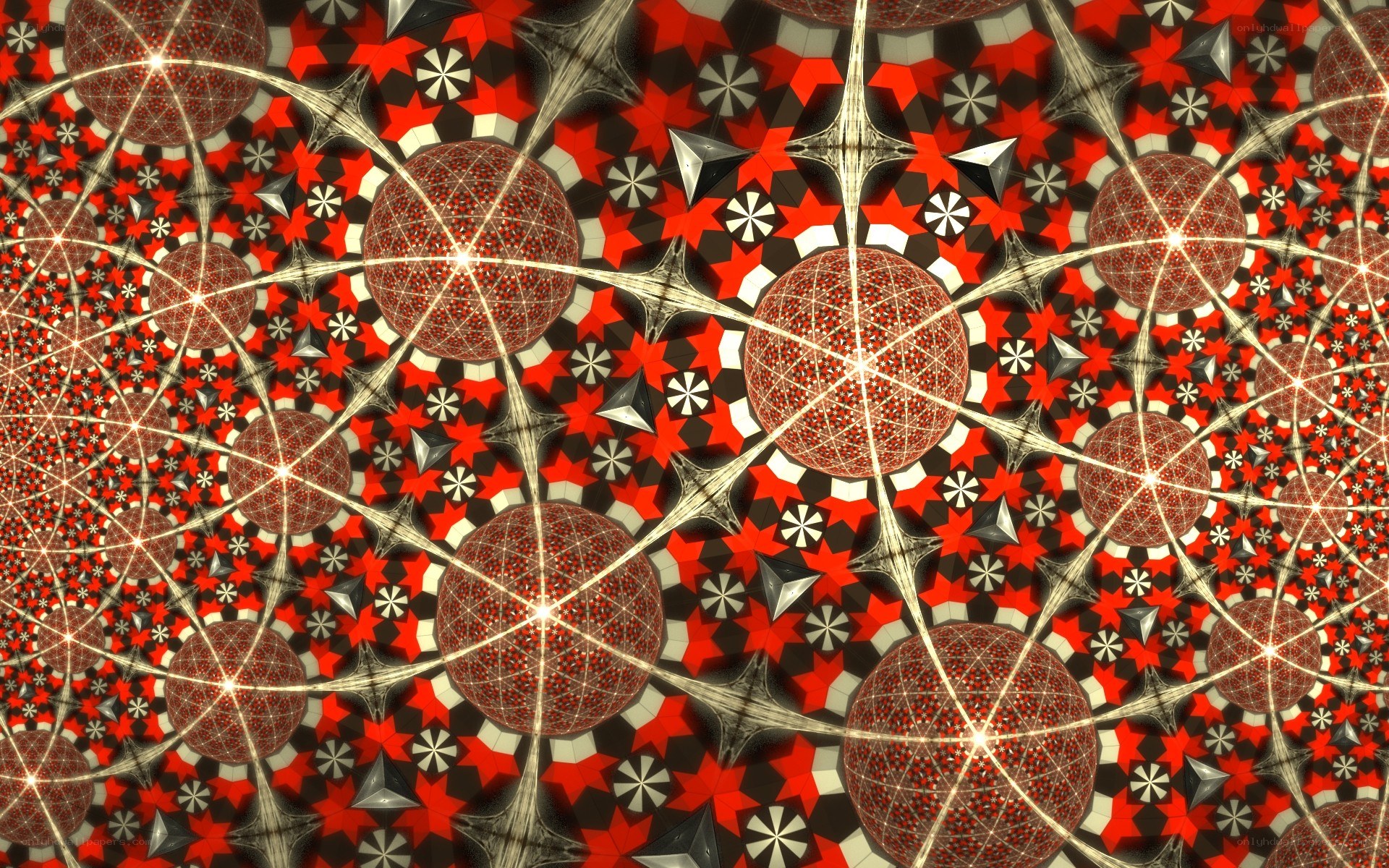Fractal pattern with red spheres