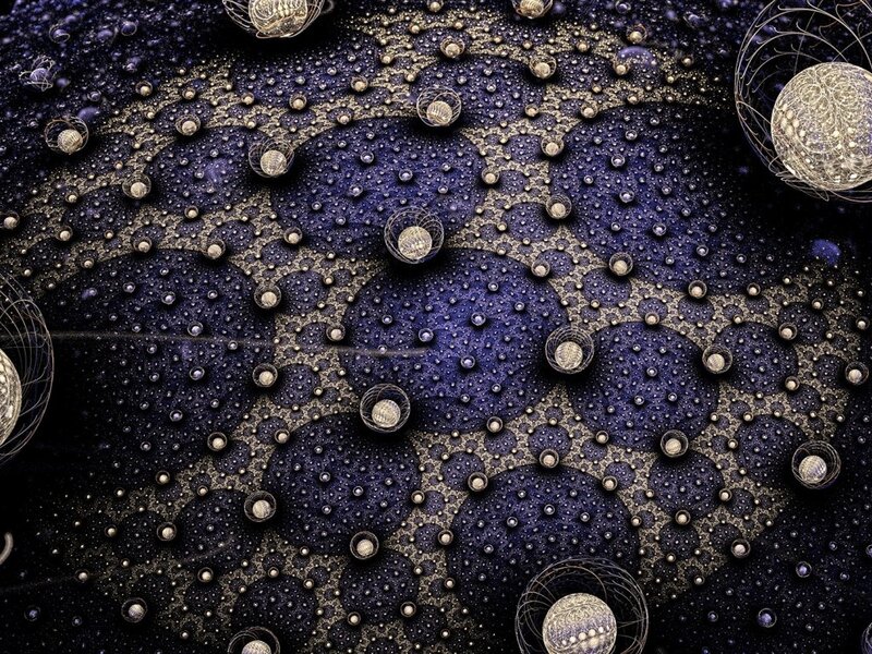 Fractal Pattern with Spheres — Blue, Abstract