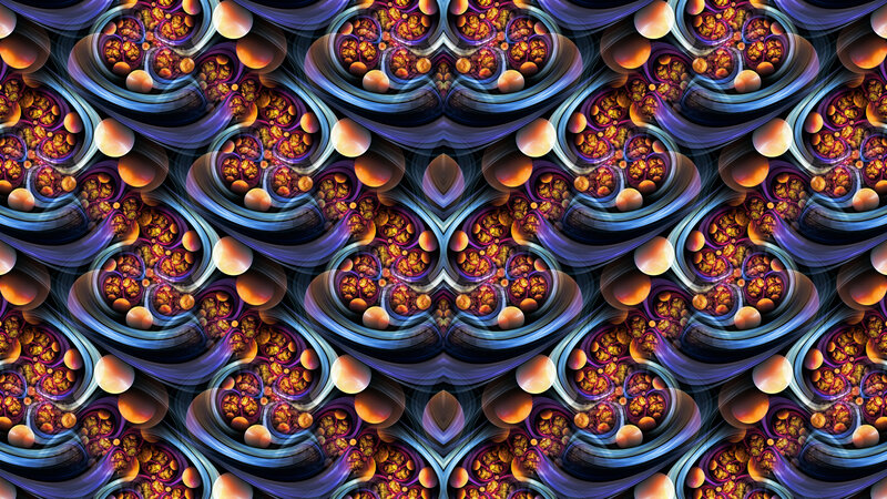 Fractal Pattern with Spheres — Blue, Hypnotic, Digital Art