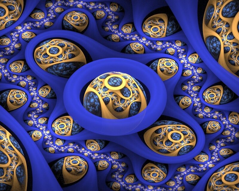 Fractal Pattern with Spheres — Blue, Hypnotic, Digital Art, Tubes