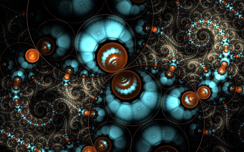 Fractal Pattern with Spheres — Blue, Hypnotic