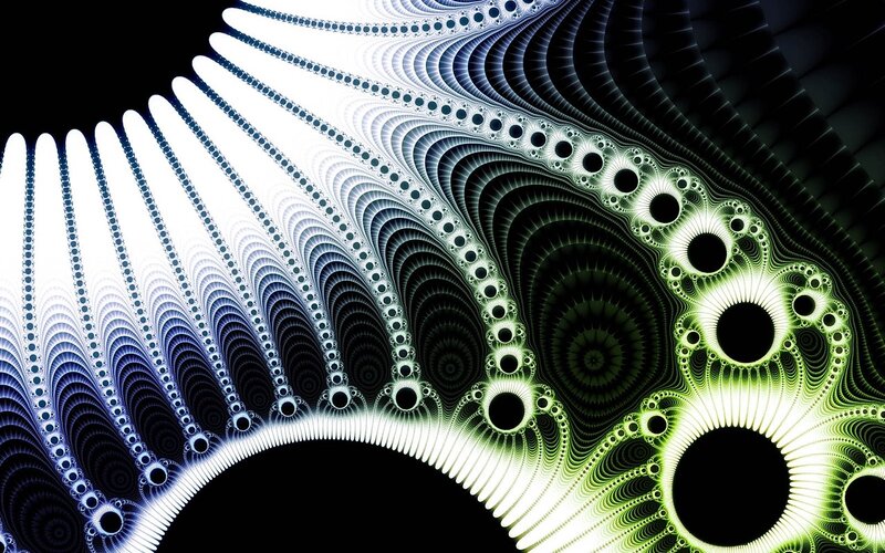 Fractal Pattern with Spirals — Black, Hypnotic, Digital Art