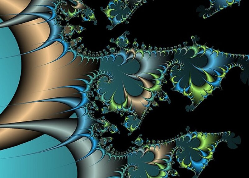Fractal Pattern with Spirals — Blue, Abstract