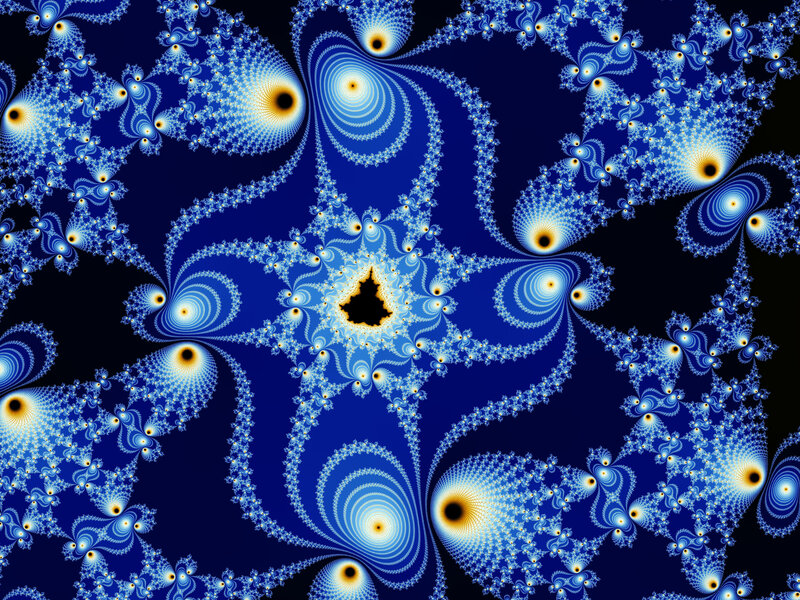 Fractal Pattern with Spirals — Blue, Complex, Abstract, Circles