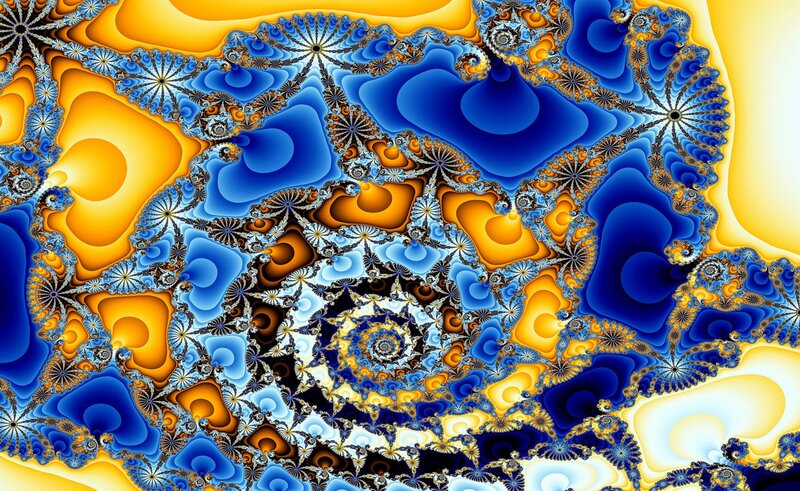 Fractal Pattern with Spirals — Blue, Complex, Abstract