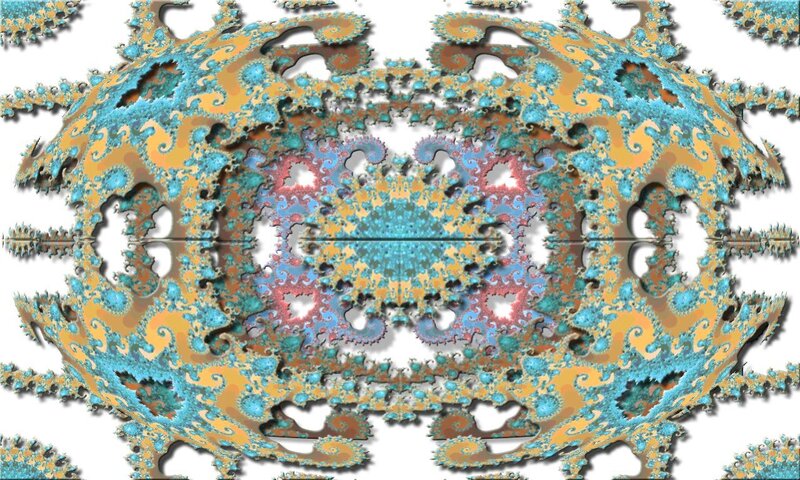 Fractal Pattern with Spirals — Blue, Complex, Digital Art, Symmetry, Color Gradients