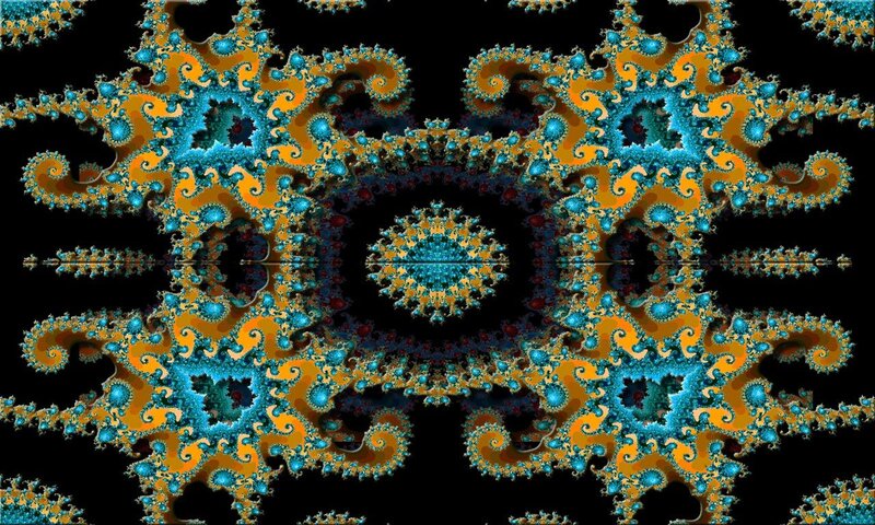 Fractal Pattern with Spirals — Blue, Complex, Digital Art, Symmetry