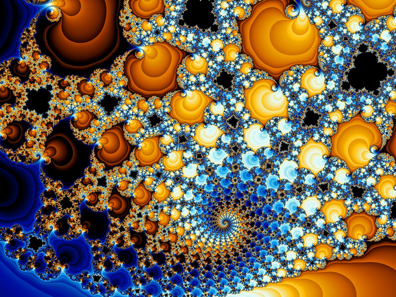 Fractal Pattern with Spirals — Blue, Complex, Digital Art