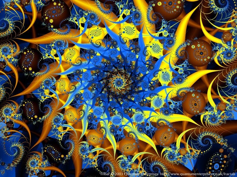 Fractal Pattern with Spirals — Blue, Complex